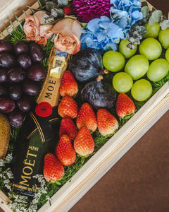 Celebration - Wooden Fruit Gift Box with Moët & Chandon Champagne