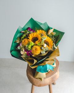 Cecile - Sunflower & Ping Pong Bouquet